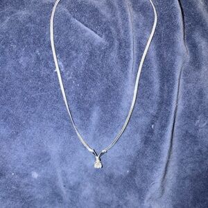 Sterling Silver Clear Stone Pendant Necklace - Women Jewelry
